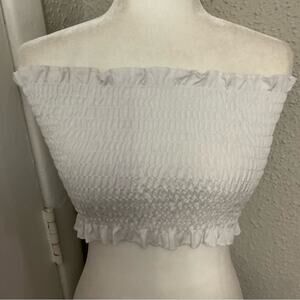 SHEIN White Ribbed Tube Cropped Top  M Casual Costal Cowgirl Coquettte Girl